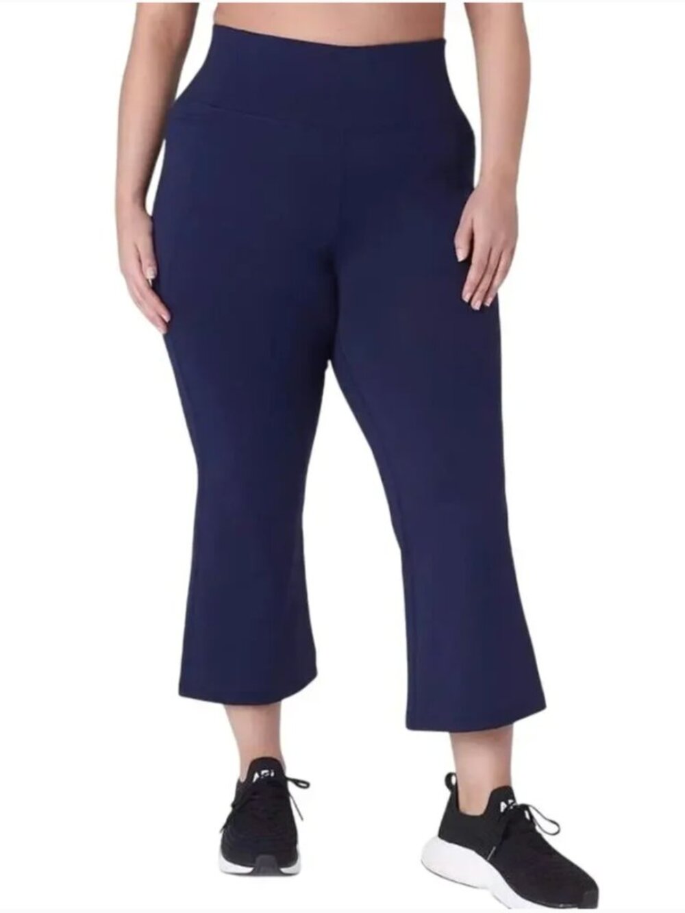 Livi Lane Bryant High Rise Wicking Capri Flare Legging in Pantone Maritime Blue